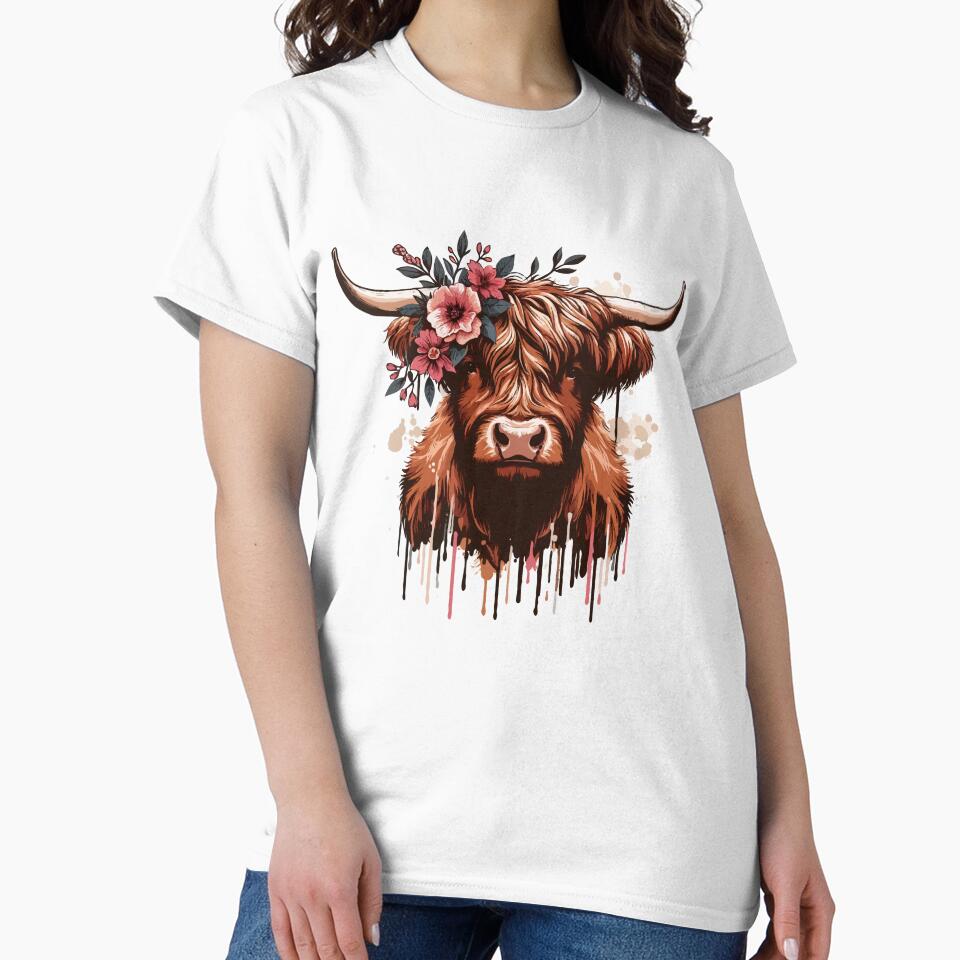 Funny Floral Hairy Scottish Animal Cow Lover Farmers by ArtTee-Folie0