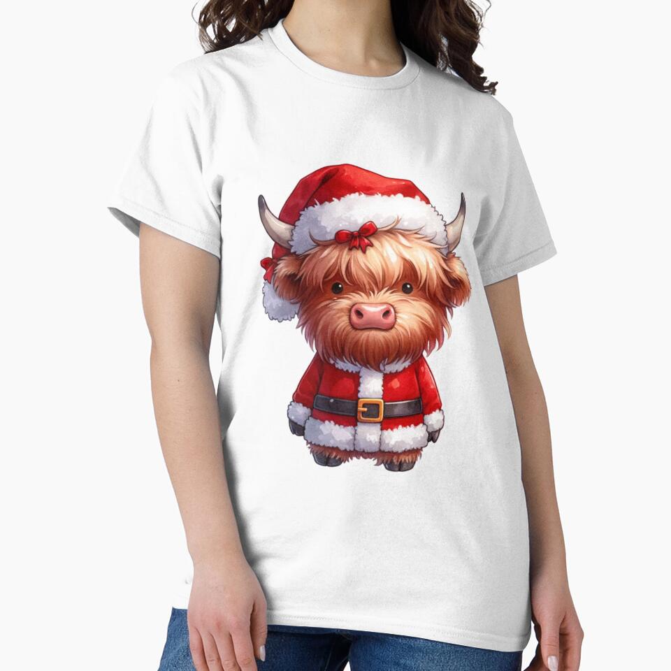 Cute Christmas Highland Cow Santa by Mekone