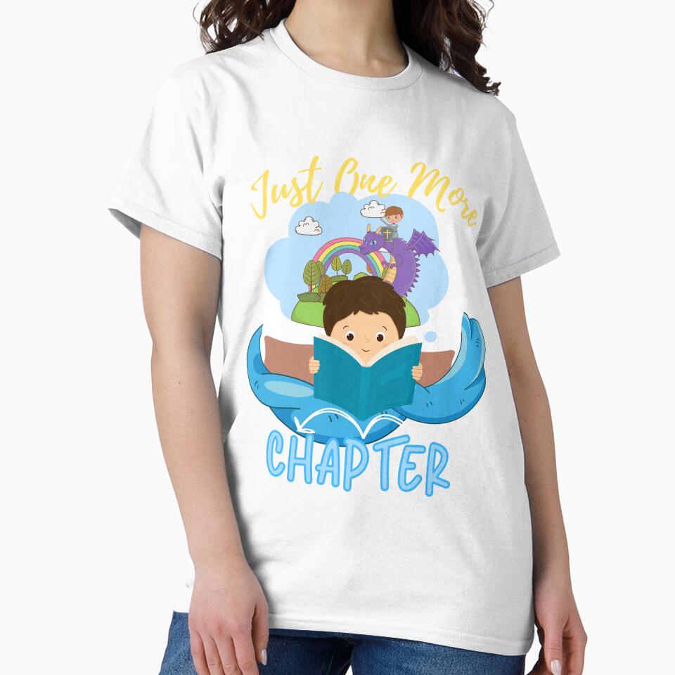 Just One More Chapter Boy Reading (dark blue) by Novelty-Shirts