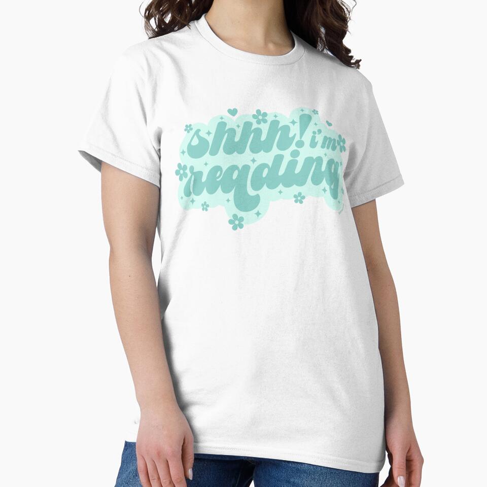 Shhh! I'm Reading / Groovy Daisies Flowers in Pastel Blue Bookish Quotes Bibliophile Aesthetic Gifts Cute Kindle Decor Tbr by Latinoladas