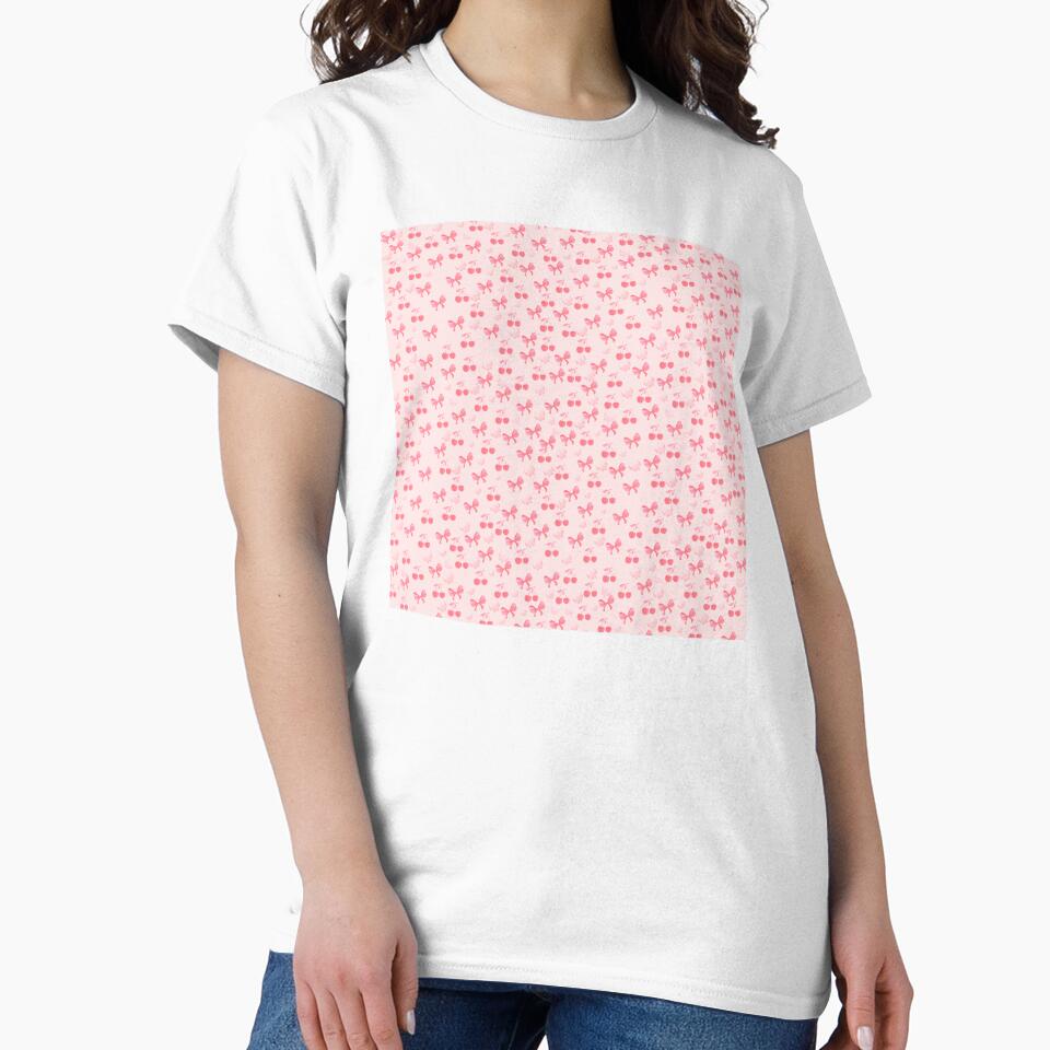 Pink Coquette Aesthetic Bow Cherry Pattern Cute Girly Design by cuddleaura0801