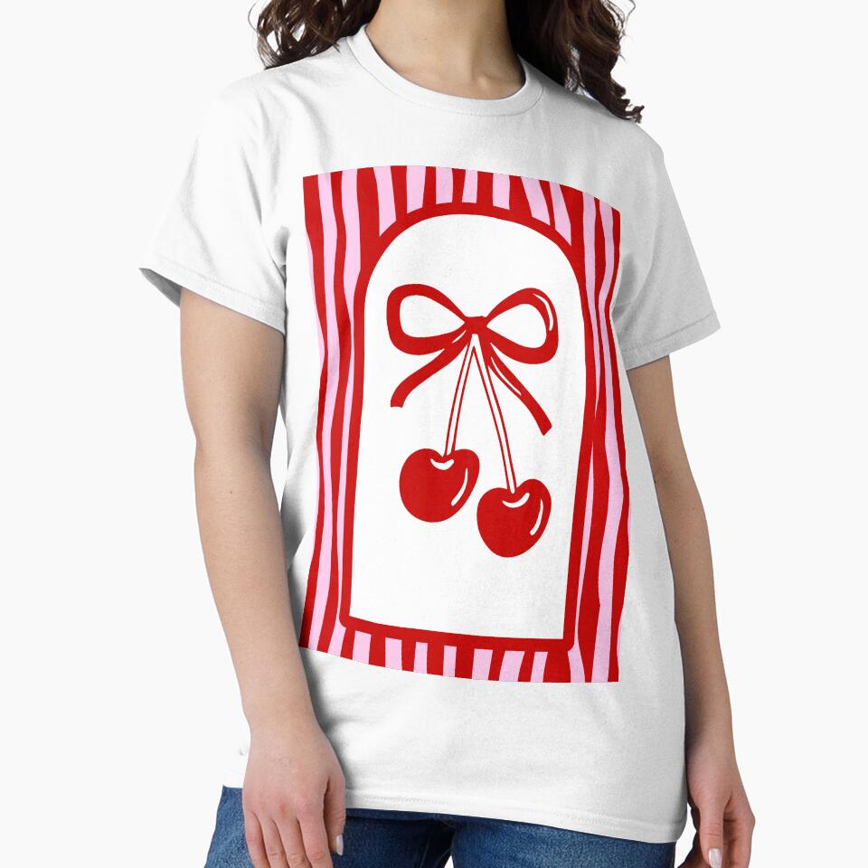 Coquette Cherry Bow Retro Striped Design by jianina-alondra