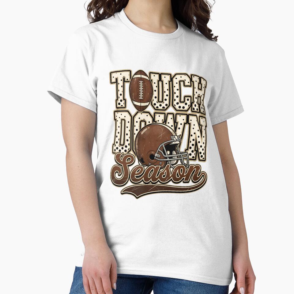 Touch down Season , Football Fan Gift, Polka Dot Football and Helmet Game Day, Game Day Graphic Tee, Football Lover Gift by Merchall  store