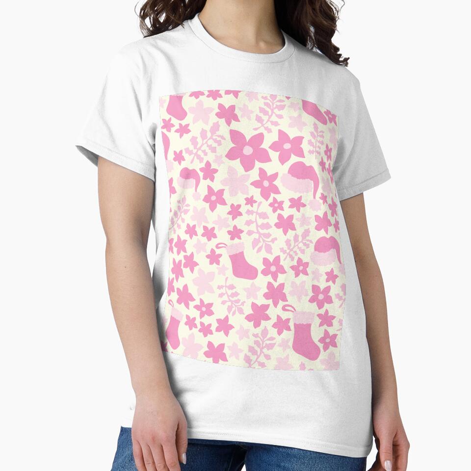 Pastel Pink Boho Christmas Cabincore Floral Pattern by blomastudios