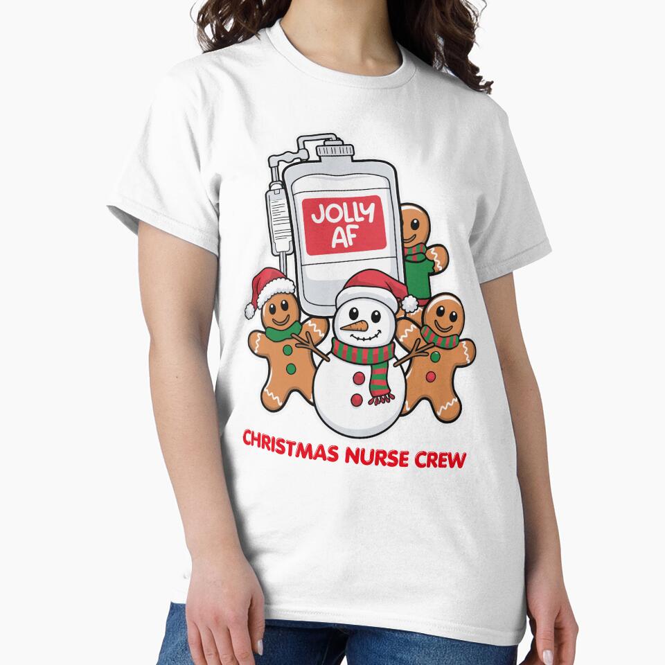 Christmas Nurse Crew – Jolly AF | Snowman & Gingerbread IV Bag Nurse Design by NANursing