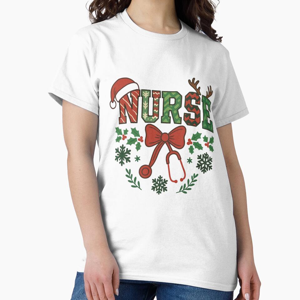 Nurse Christmas – Cute Festive Nurse Design with Santa Hat & Stethoscope | Holiday Medical Art by PrintedWithSoul