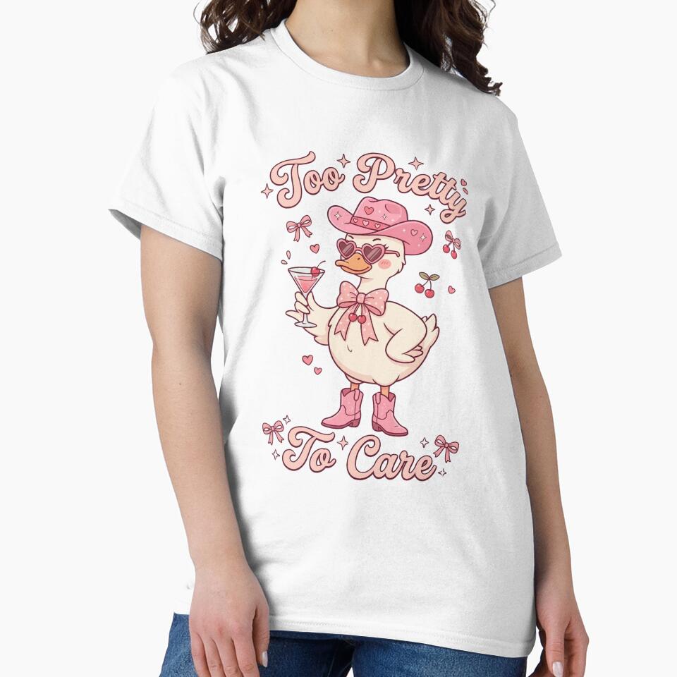 Too Pretty To Care – Coquette Duck Aesthetic | Cute Pink Cowgirl Duck by aiqdelicia