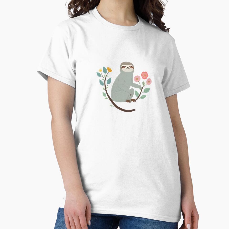 Sloth Picking Flowerss by hyggefolkart