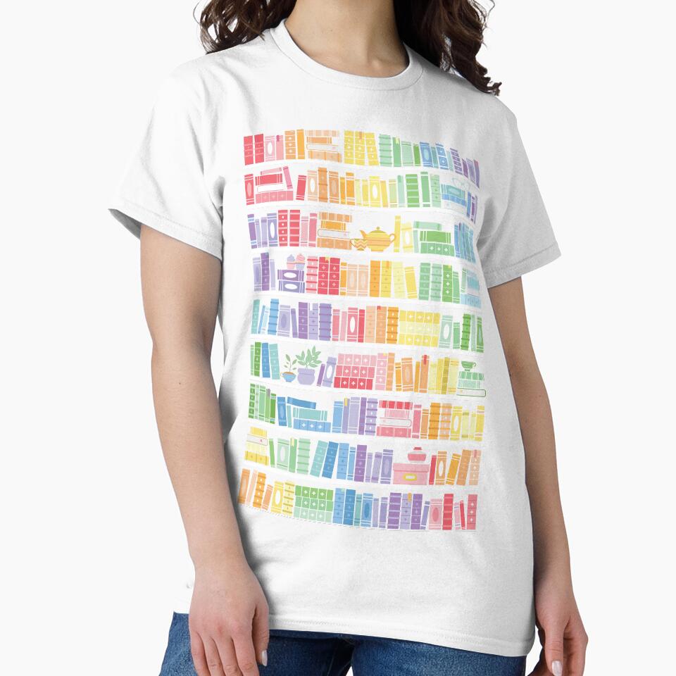 Rainbow Books Shelf Pattern (Black Background) by Kit Cronk