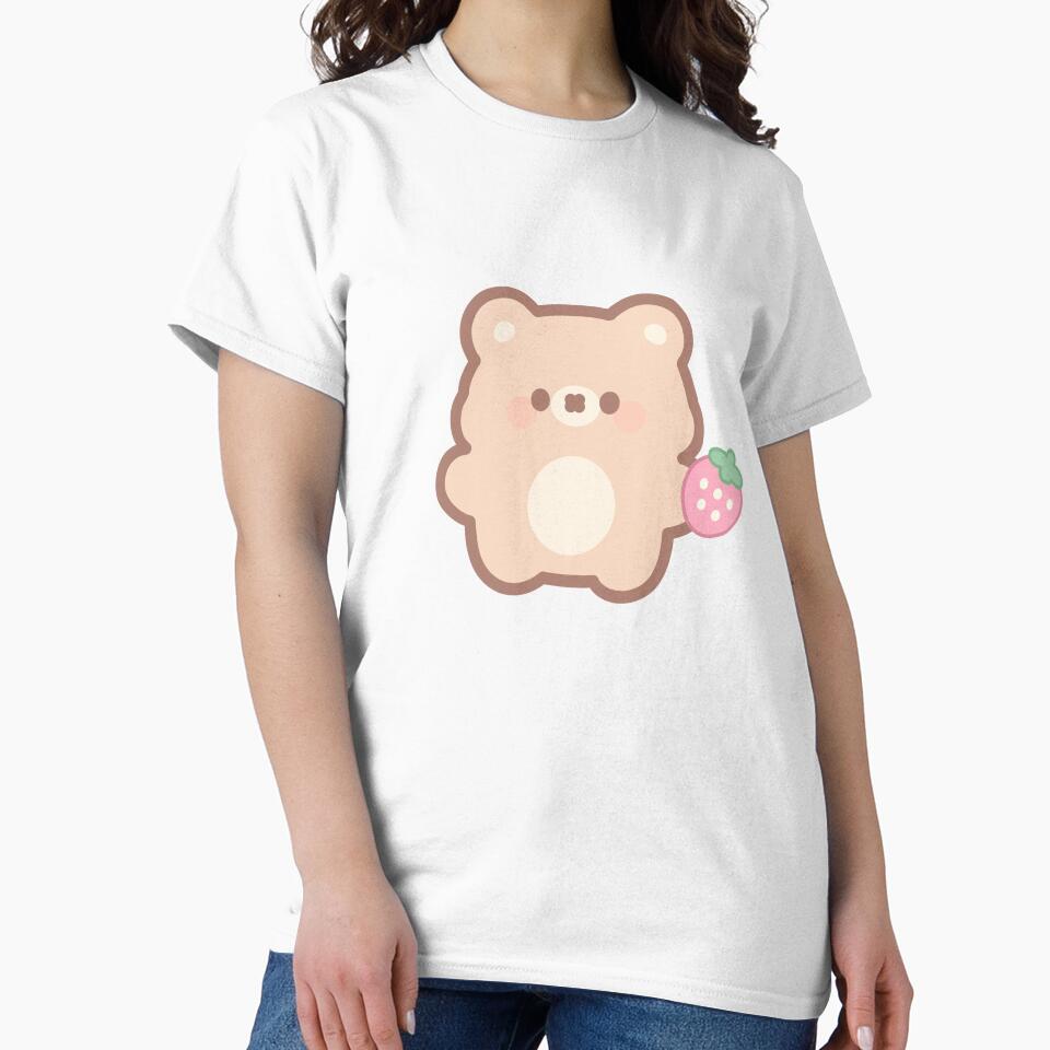 Strawberry Bear | Cute Kawaii Bear with Strawberry Sticker by gabbycore