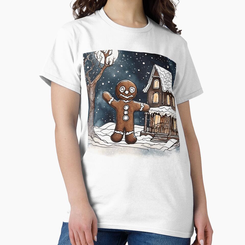 Christmas and Holiday Gingerbread man - Watercolor & Ink 2 by KBMediaArt