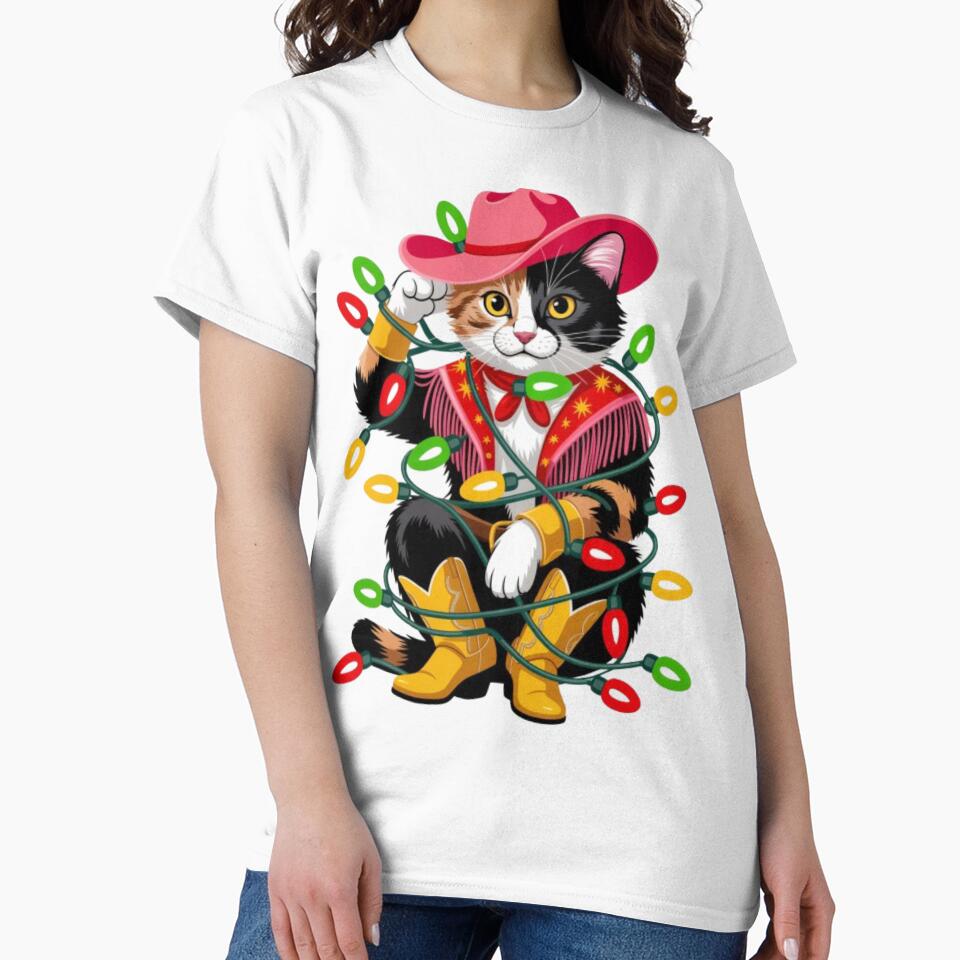 Rodeo Cowgirl Christmas Light Wrapped Cat by JediKittenWars