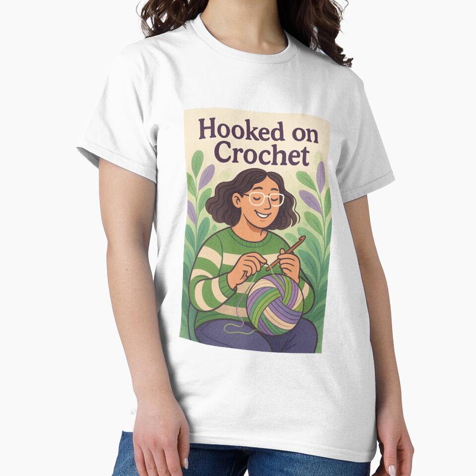 Hooked On Crochet Watercolor Illustration Hobby Craft Creative by Annika Shurafa