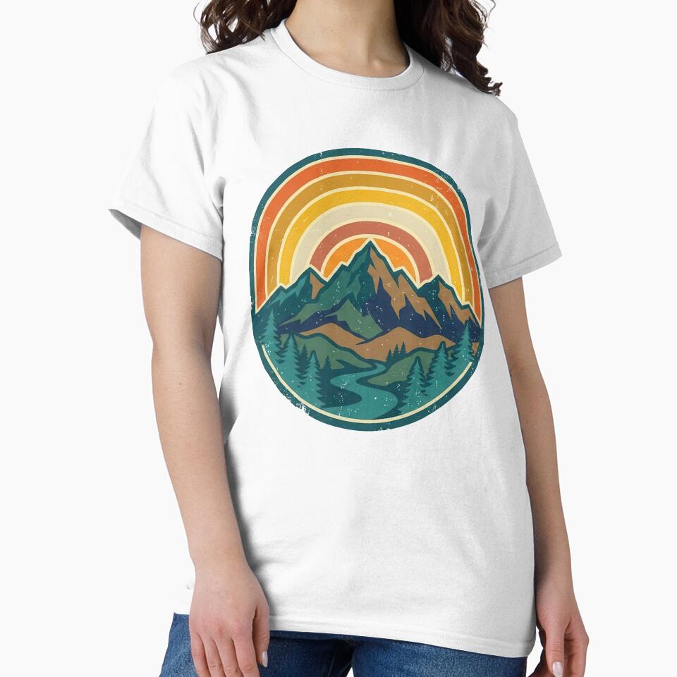 Vintage Mountain Sunset Landscape – Retro Outdoor Nature Design by JA World - Art & Design