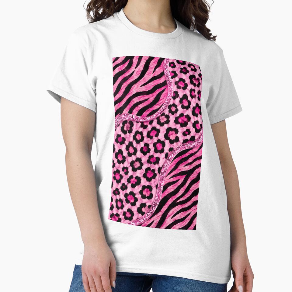 Hot Pink Glitter Animal Print Collage | McBling Girly Y2K & Pink Scene Aesthetic by BrontesWhimsyStore