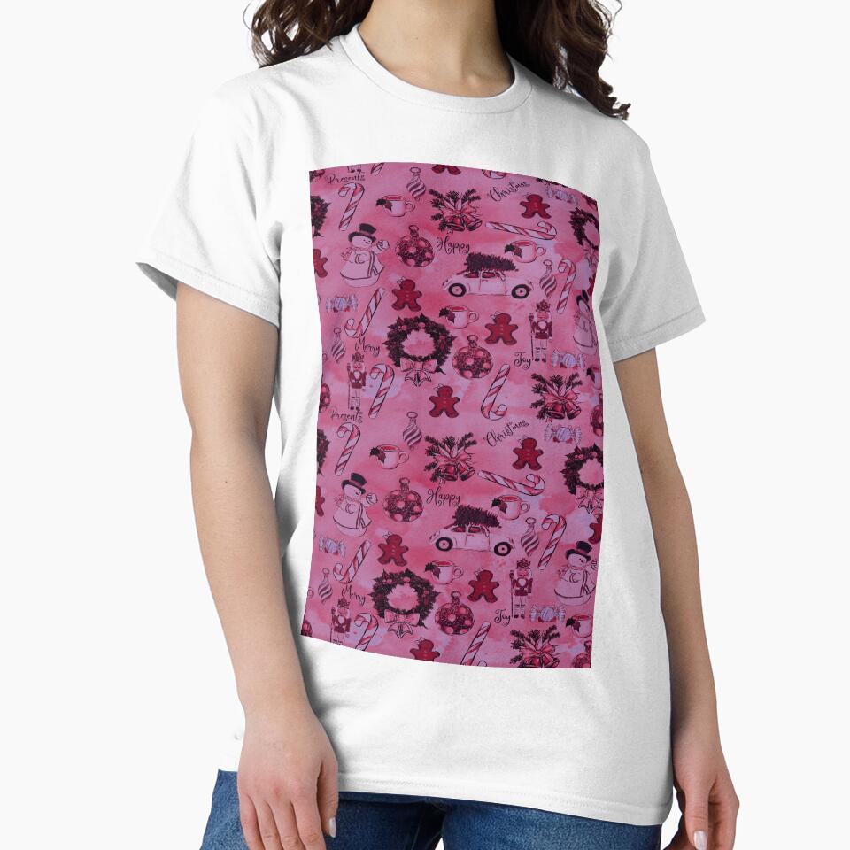 Watercolor Dark  Pink Christmas Pattern by ozcushionstoo