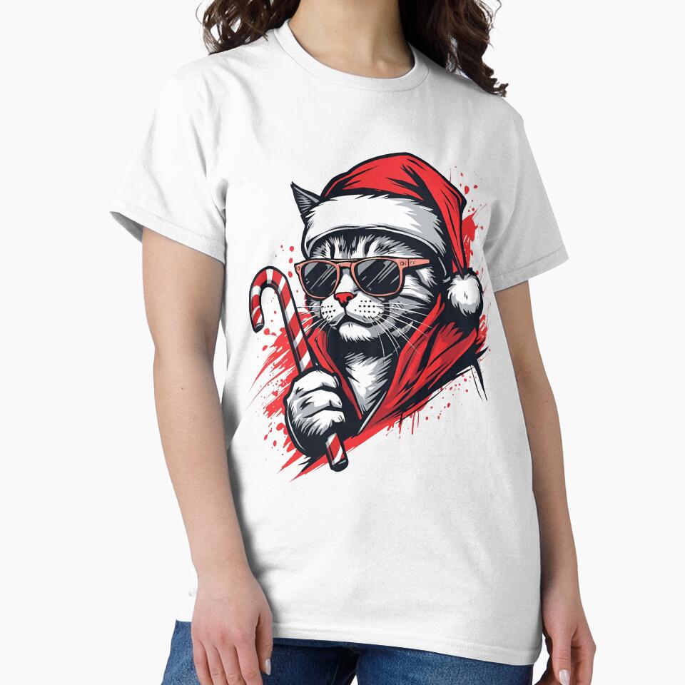 Cool Christmas Cat – Santa Kitty with Candy Cane by Activity01