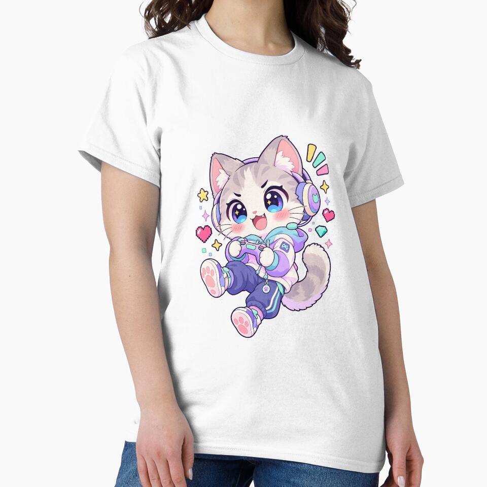 Kawaii Cat Gamer Celebrating Victory by HoopeStylee