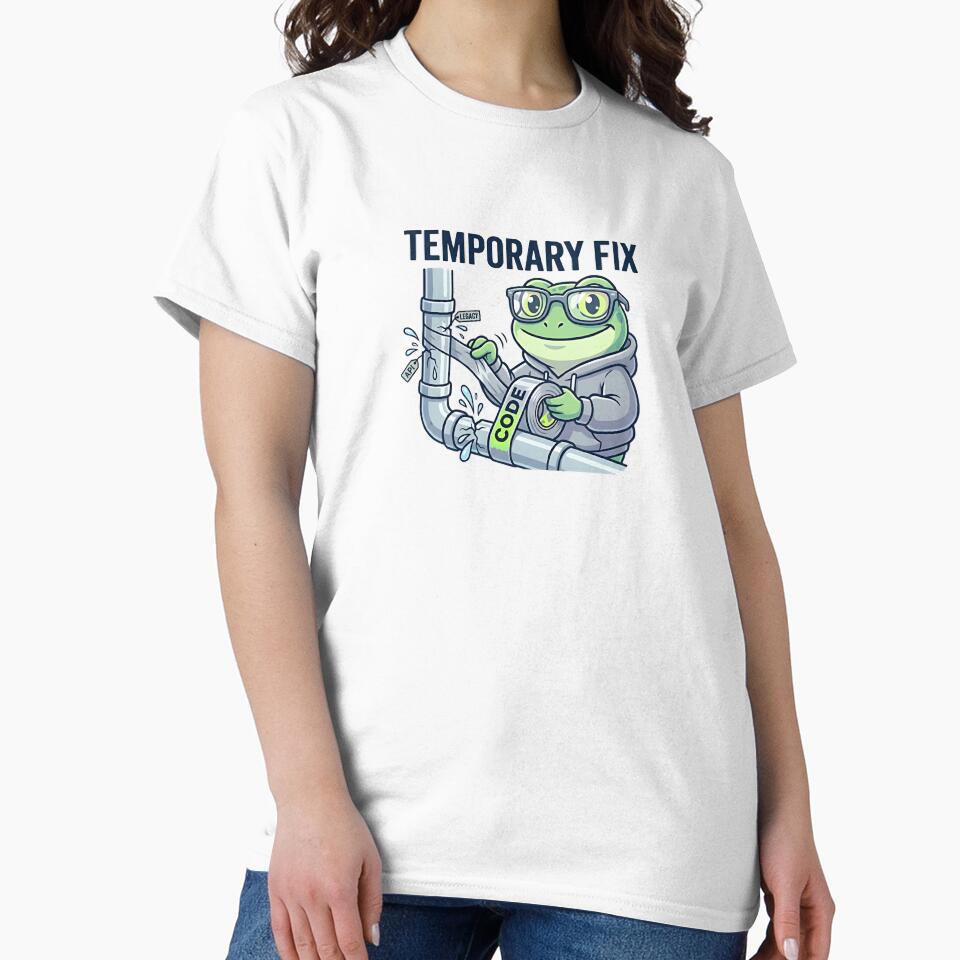 Temporary Fix Coding Frog – Funny Programmer Debugging Sticker, Dev Humor, API Legacy Code Joke by Urben Loop