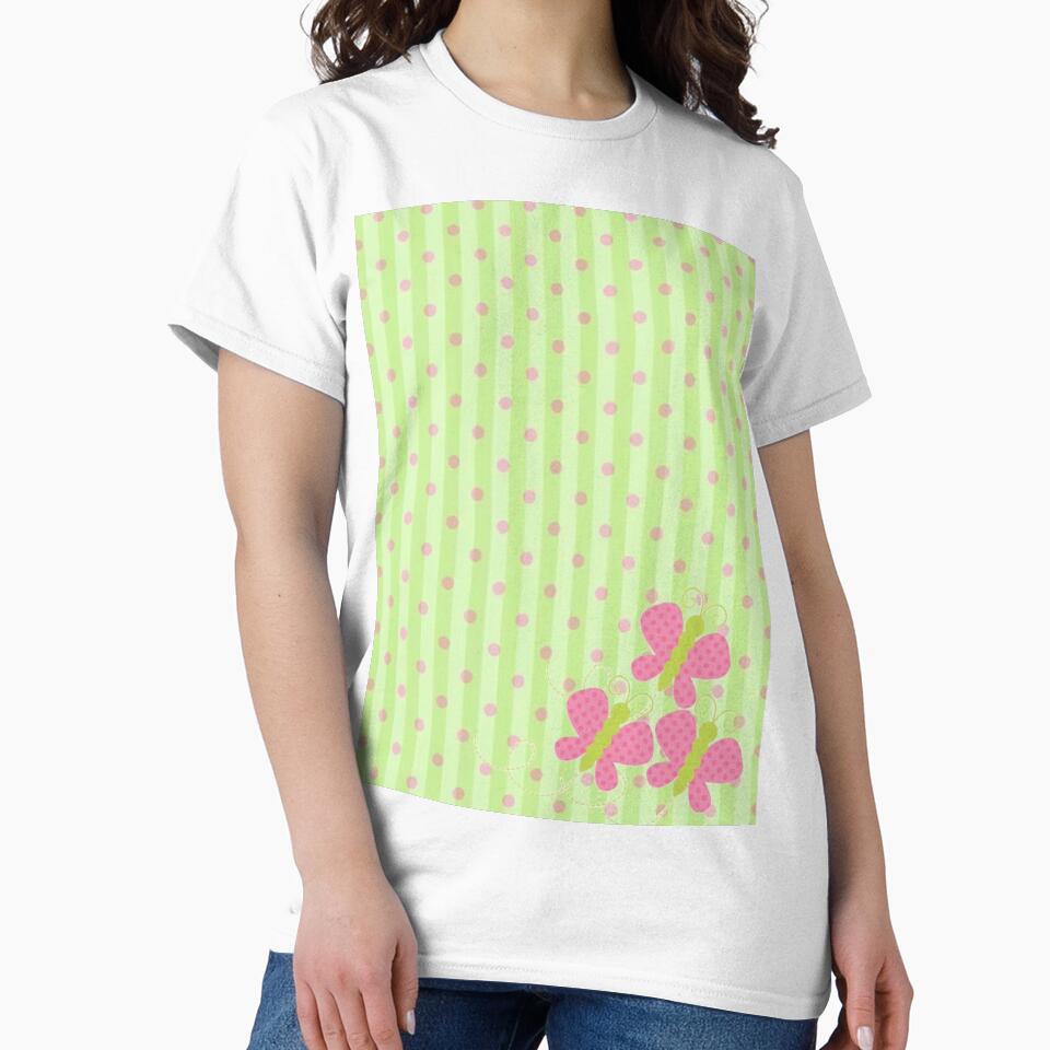 Y2K Pink Butterflies & Lime Green Stripe Pattern | Retro 2000s Funky Aesthetic by BrontesWhimsyStore