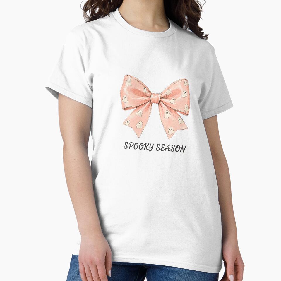 coquette bow spooky season pink halloween aesthetic sticker shirt by EasyTake