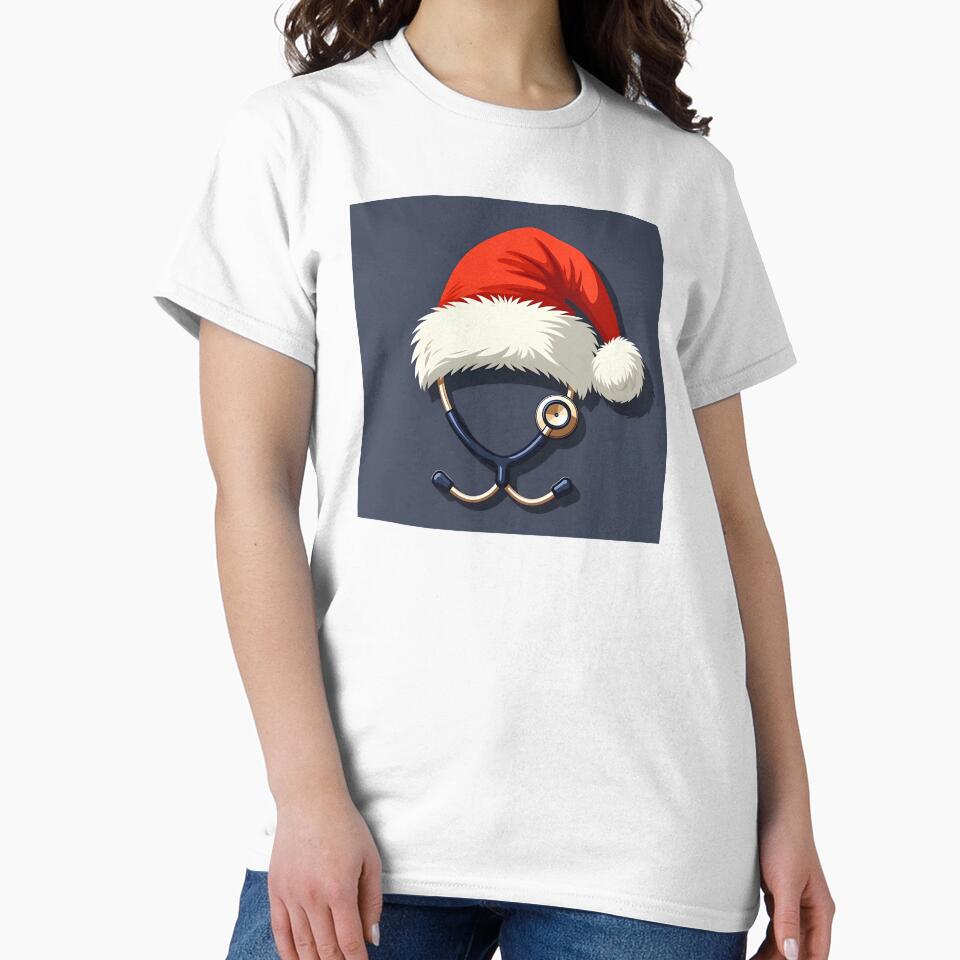 Nurse Christmas Gift – Santa Hat Stethoscope Illustration by goodshopsshop