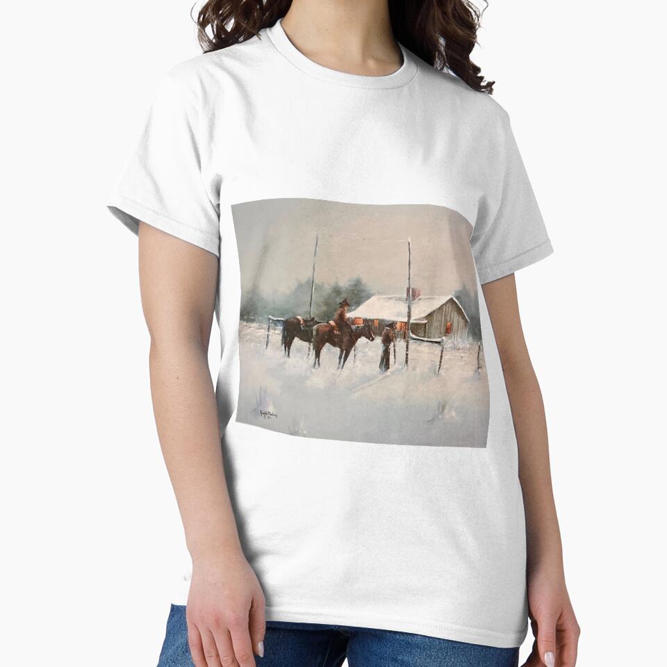 Horse Barn in Snow Oil on Canvas by GalleryDigitals
