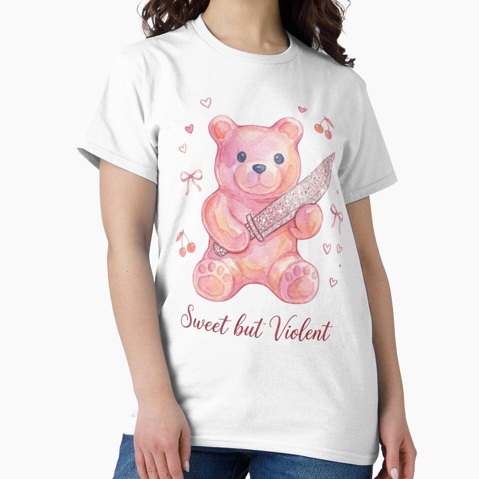 Sweet but Violent – Cute Teddy Bear Dark Coquette Design by aiqdelicia