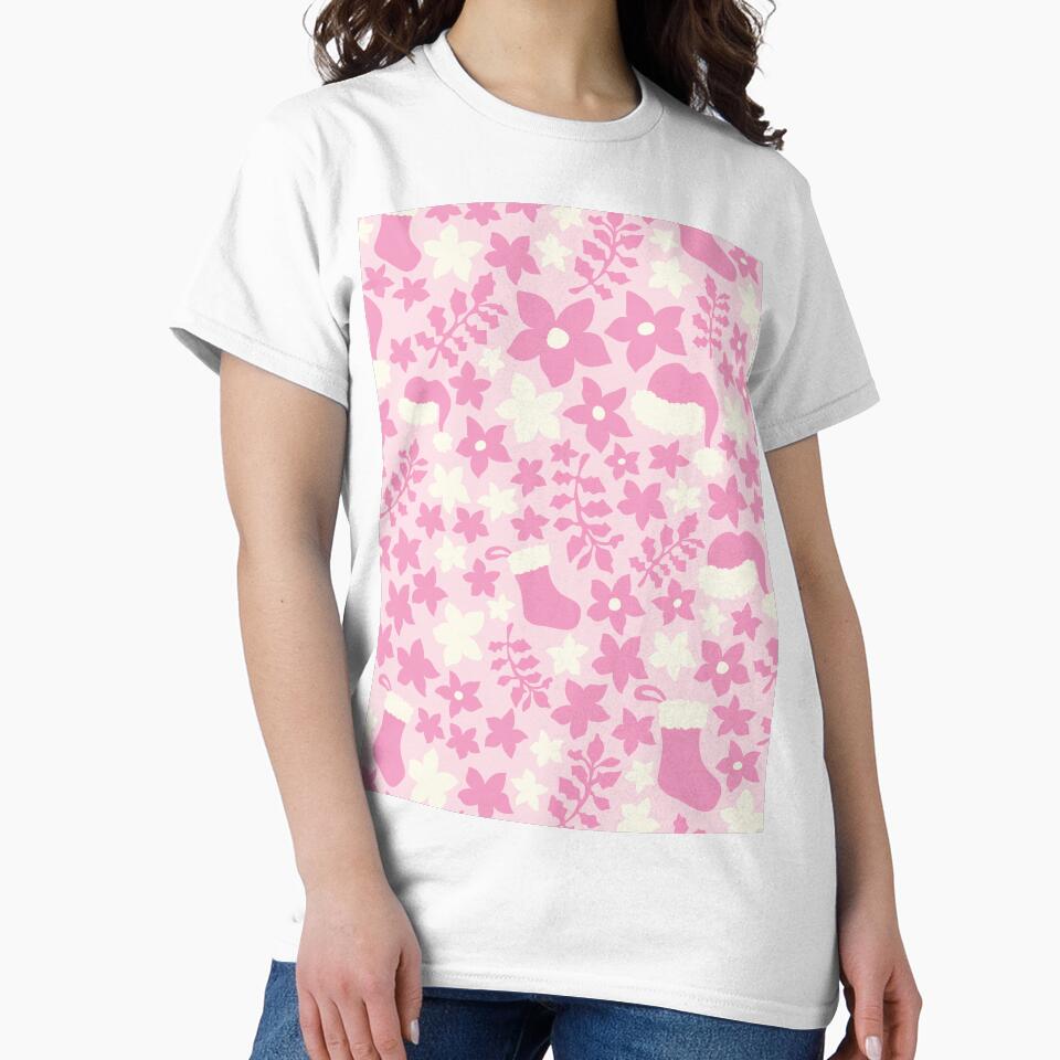 Pink Boho Christmas Cabincore Floral Pattern by blomastudios