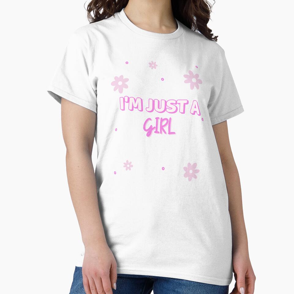 I'm Just a Girl Cute Pink Floral Aesthetic Girly Design by FusionTeeDesign