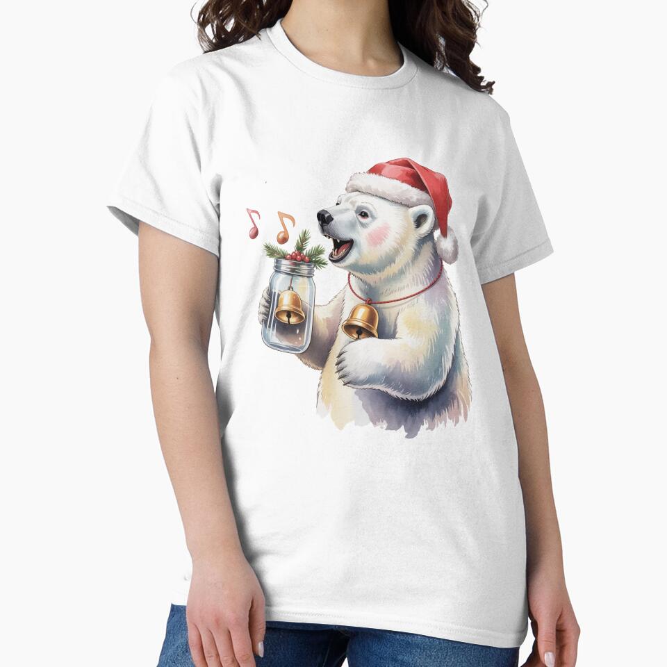 Jingle Bells Polar Bear – Cute Christmas Wall Art by vk09
