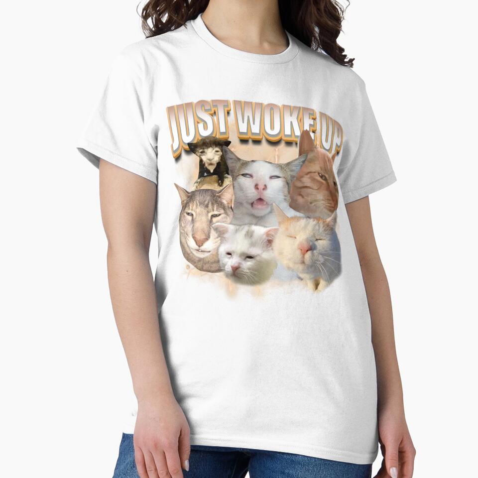 Funny Just Woke Up Cat by RebeccaLittlee