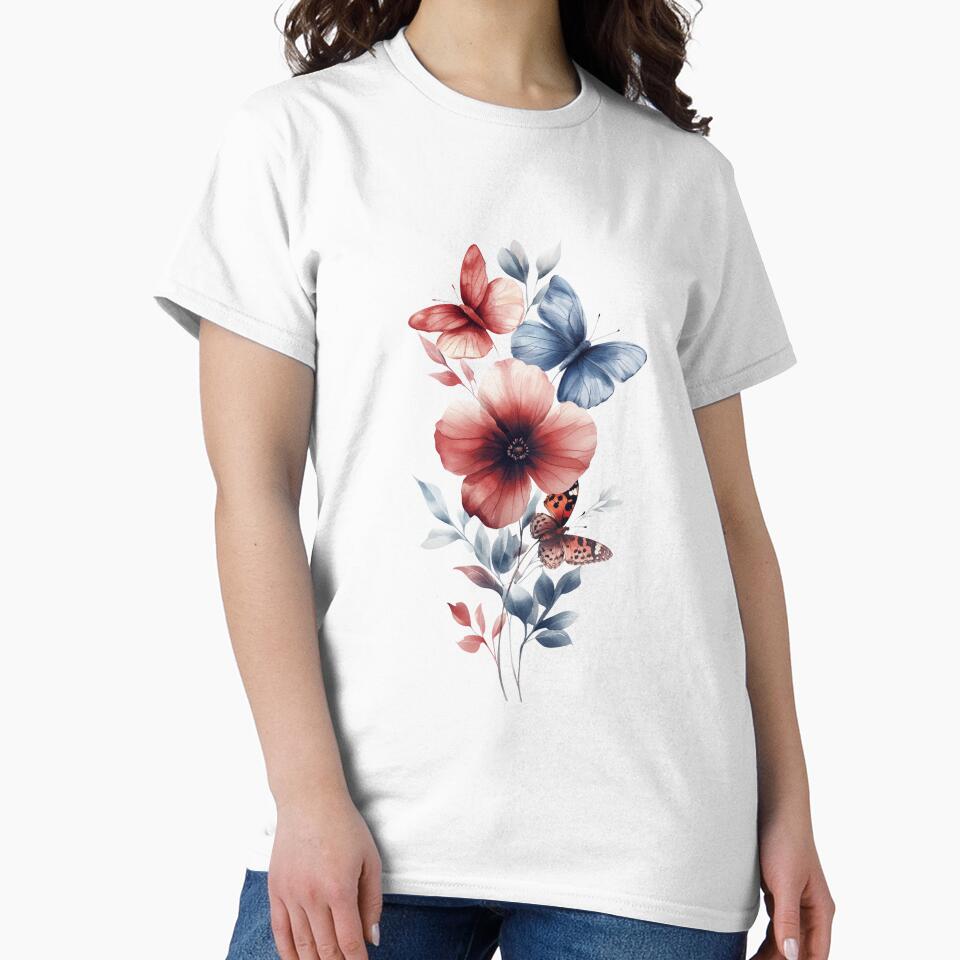 Boho Minimal Flower Collection – Chic T-Shirt, Phone Case & Laptop Sticker | Modern Floral Gift by Paka Shop