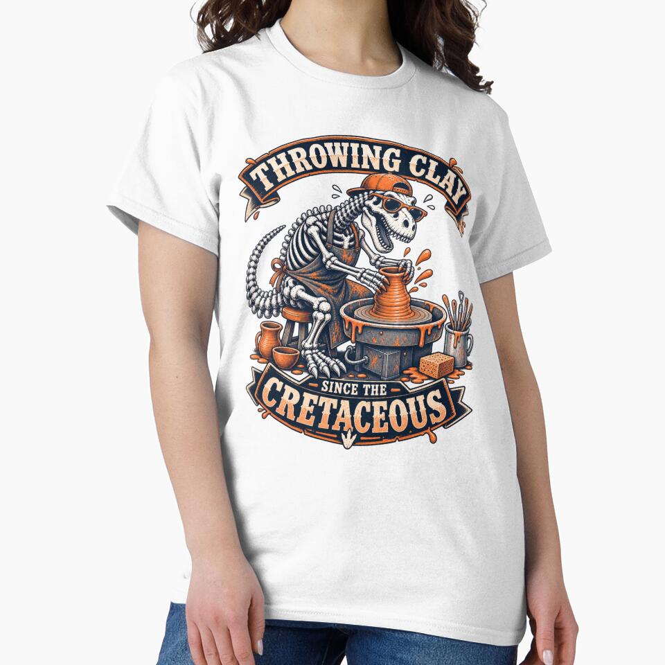 Throwing Clay Since The Cretaceous Funny Pottery Dinosaur Skeleton by zhivago1980