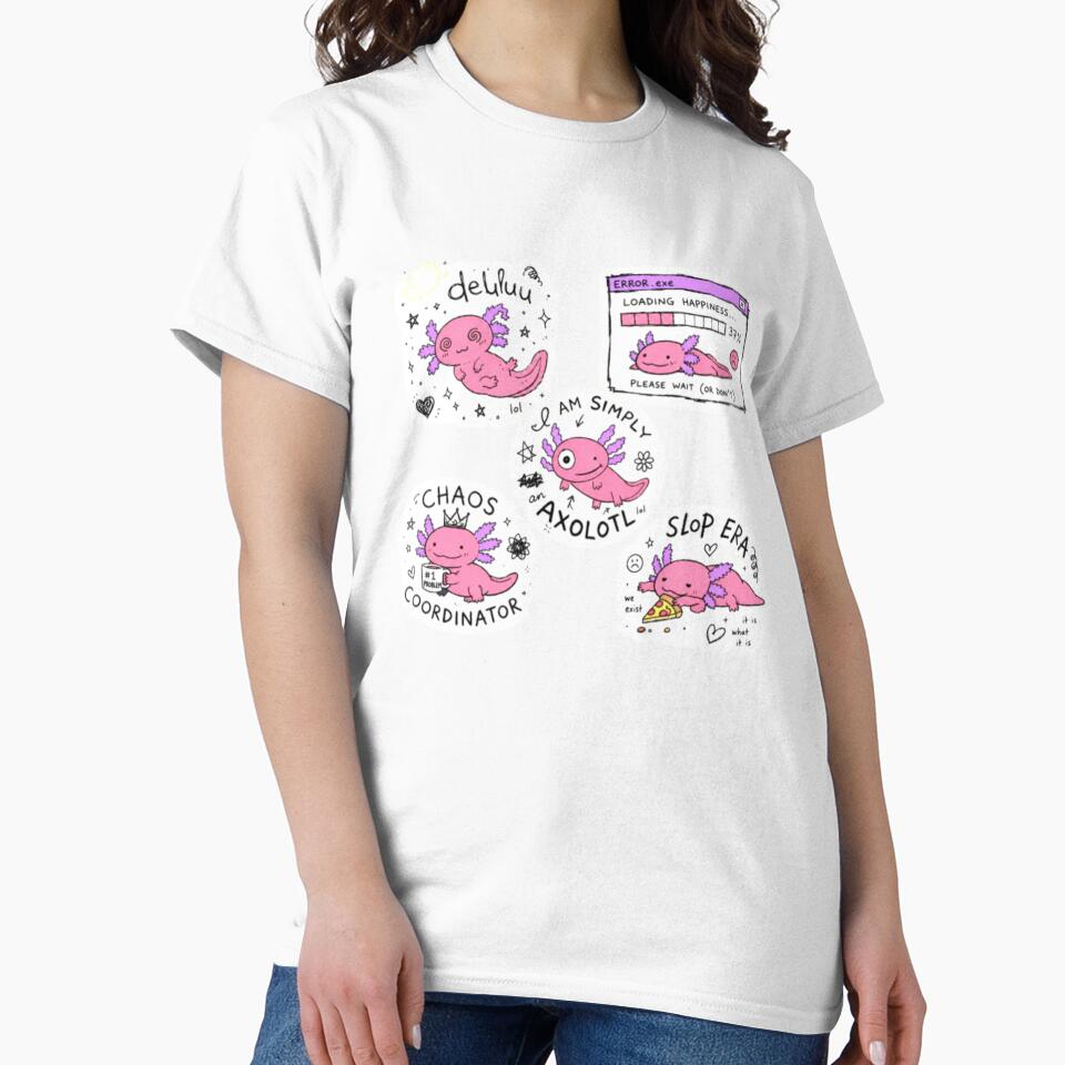 Chaotic Axolotl Sticker Pack | Funny Gen Z Meme Axolotl Stickers | Anti-Design Kawaii Sticker Collection by Obinne