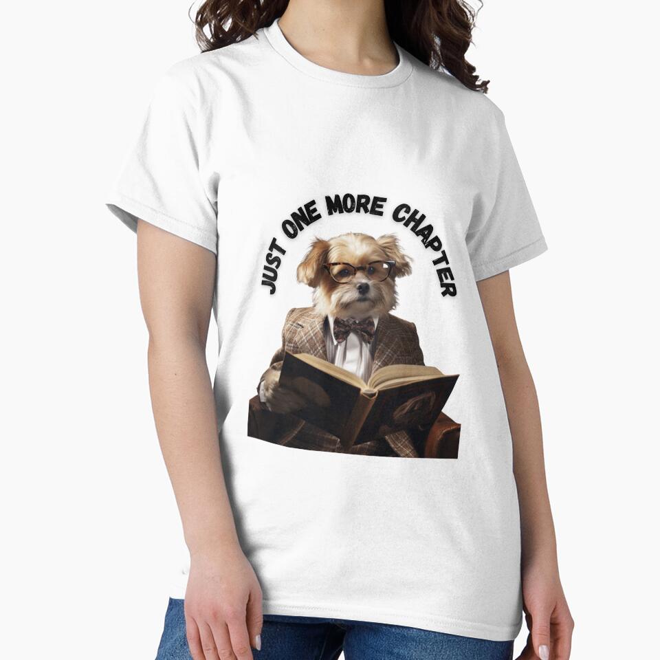 Just one more Chapter dog reading book white dog by Socool101