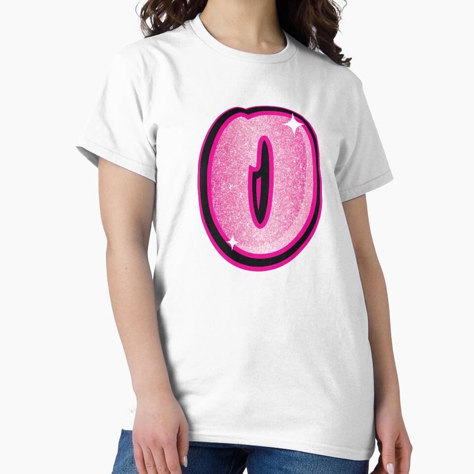 Glitter Pink O Initial Sticker by LazyCreativeCo