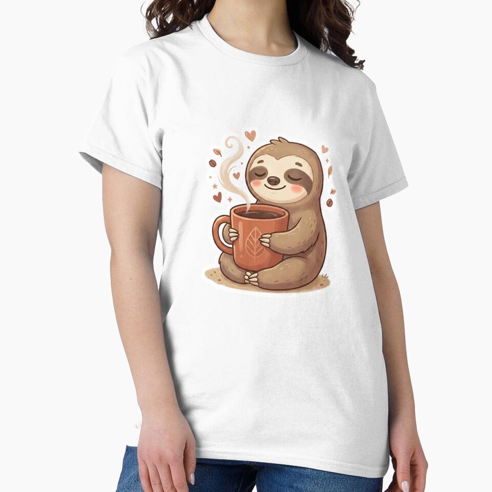 Cute Kawaii Sloth Hugging Coffee Mug by CrystalMineArts