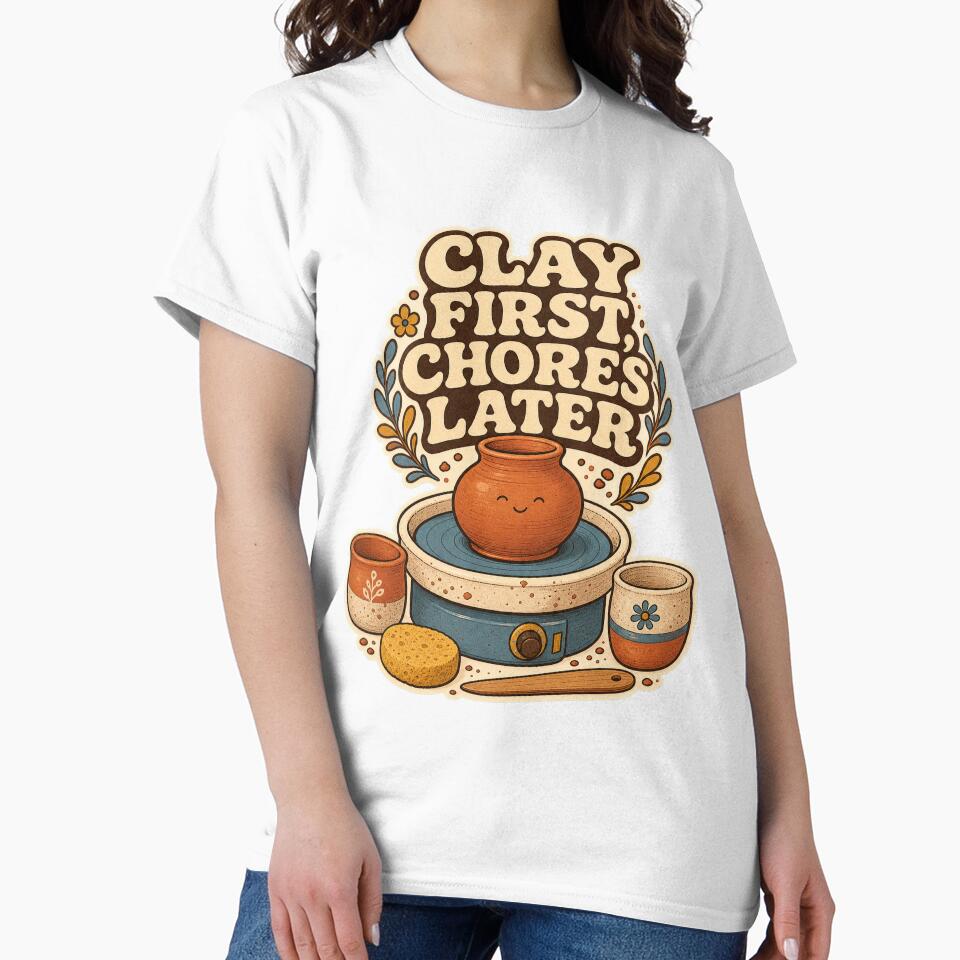 Clay First Chores Later Vintage Pottery Humor by CheerfulNest