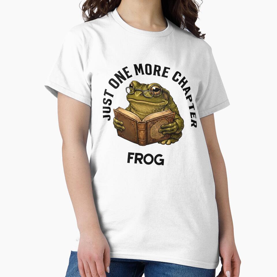 Just One More Chapter Frog Shirt – Cute Reading Frog Design for Book Lovers, Funny Literary T‑Shirt and Sticker by ZyxDes