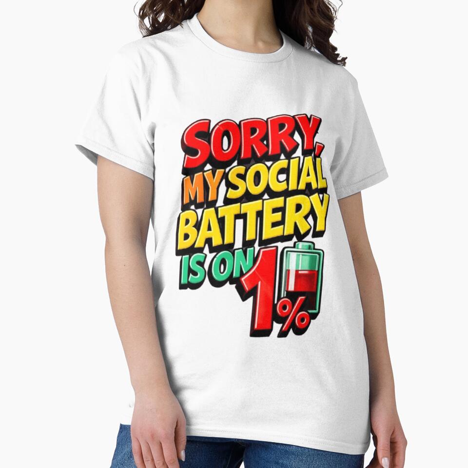Sorry My Social Battery Is On 1 Percent Introvert Comic Quote by ArhaanFashions