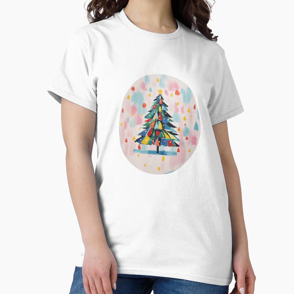 Colorful Christmas Tree in Pink and Blue Abstract Painting by DreamyDaisy