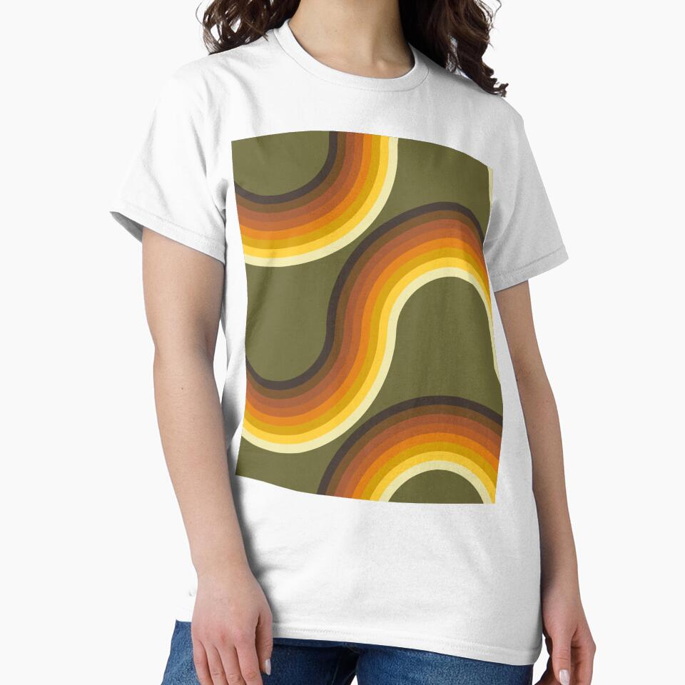 Retro Wavy Roads in Avocado Green by YesterdayColl