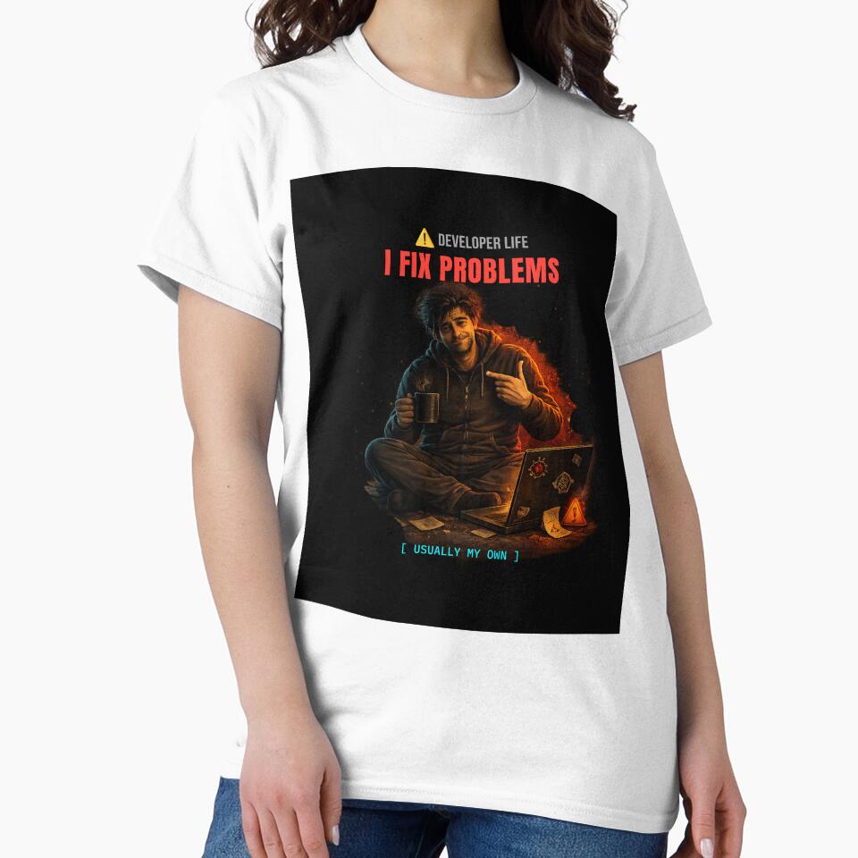 I Fix Problems Usually My Own Funny Developer T-Shirt by BuggedThreads