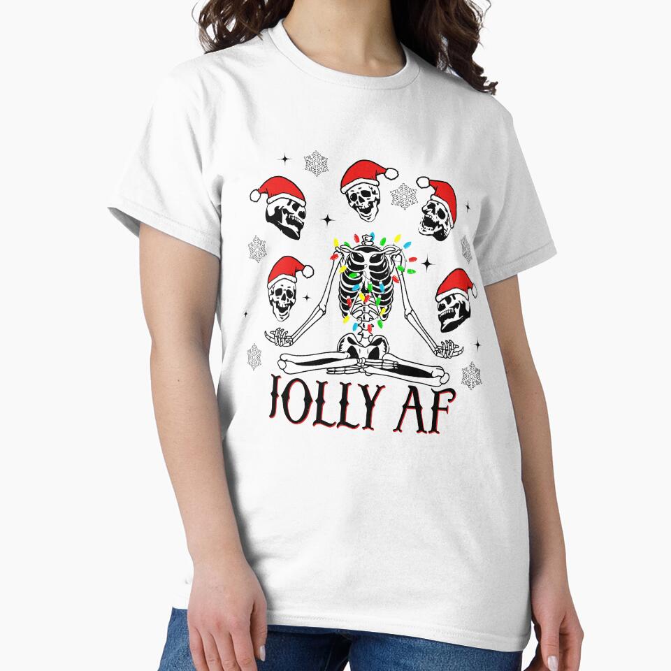 Skeleton Santa jiggling Heads That Says Jolly AF by TheVetDesigns
