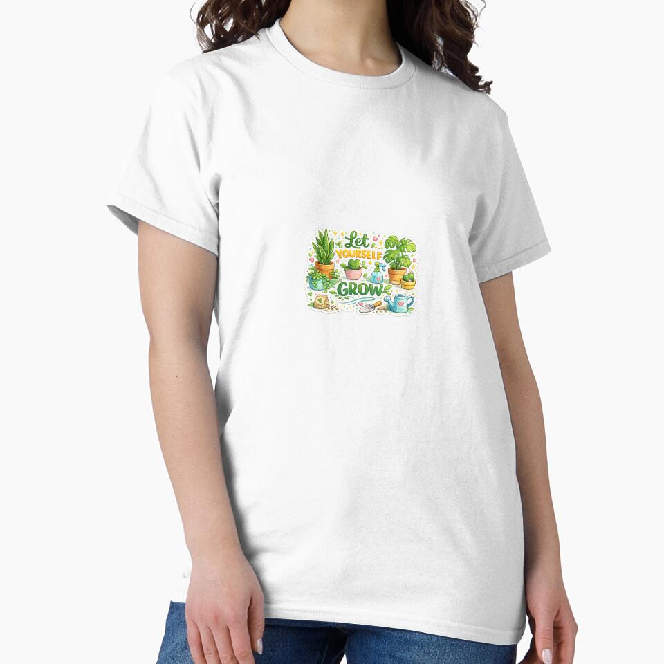 Let Yourself Grow | Plant Lover Motivational Quote Sticker | Cute Houseplant PNG Design by Ishratparween11