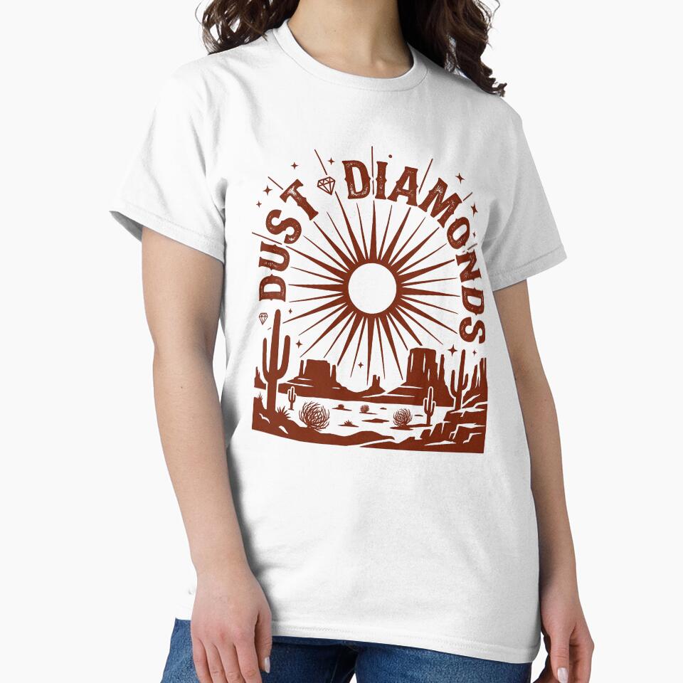 Dust & Diamonds — Retro Desert Sunset Western T-Shirt by BumbleBloom7