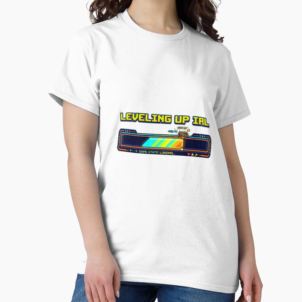 Leveling Up IRL Retro 8-Bit Sticker & T-Shirt | Pixel Gamer Gift by pixelandpalette