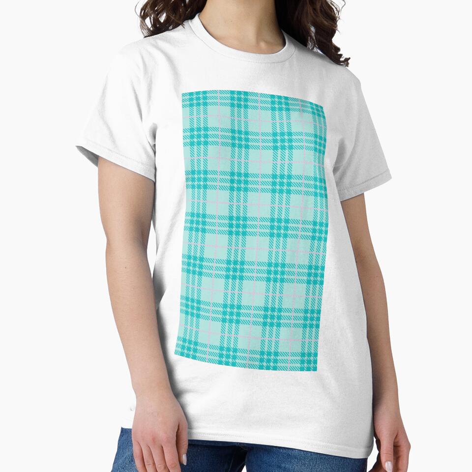 Cute Aqua Turquoise and Pastel Pink Plaid Pattern | Y2K Girly Tartan Aesthetic by BrontesWhimsyStore