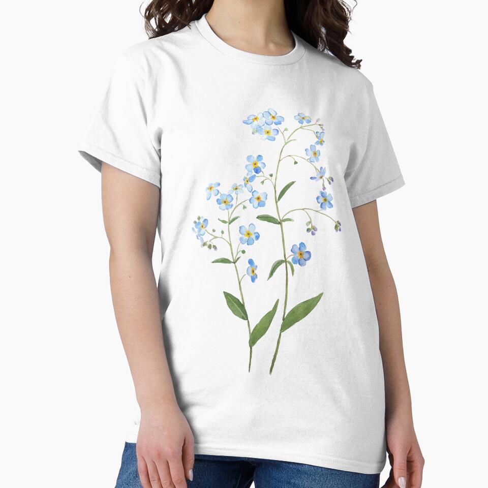 hand painted blue forget me not flowers 2021 watercolor by ColorandColor Unisex